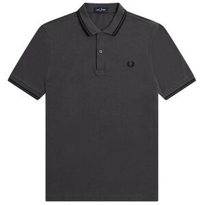 Fred Perry Mens Double Tipped Collar Polo Shirt / Black/Gray